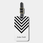 ミニマリスト白と黒のシェブロンの荷札 ラゲッジタグ (正面縦)