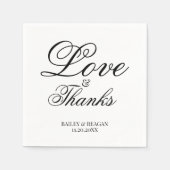 ミニマリスト白と黒結婚の スタンダードカクテルナプキン (正面)