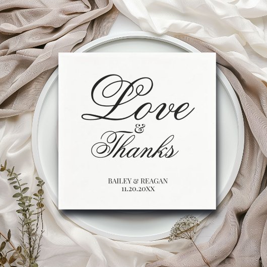 ミニマリスト白と黒結婚の スタンダードカクテルナプキン