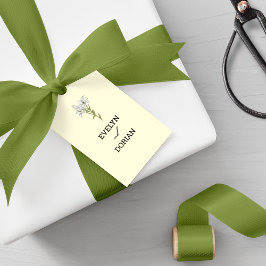 ミニマリスト白ゆり花結婚の贈り物ラベル ギフトタグ