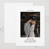 ミニマリスト白エレガントなウェディングカスタムの写真 セーブザデート (正面/裏面)