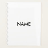 ミニマリスト白カスタム黒文字モノグラム プランナー手帳 (正面)