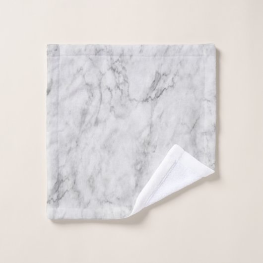 ミニマリスト白シルバーとグレーのテクスチャ付き大理石 バスタオルセット (ウォッシュタオル)