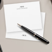 ミニマリスト白シンプルモノグラエレガントムイニシャル ノートカード