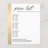 ミニマリスト白フェイク金ゴールドライン美しいメニューフライヤー チラシ (正面)