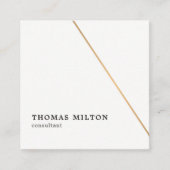 ミニマリスト白フェイク金ゴールド・ライン・コンサルタント スクエア名刺 (正面)