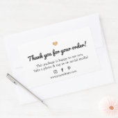 ミニマリスト白フェイク黒金ゴールドハート 長方形シール (封筒)