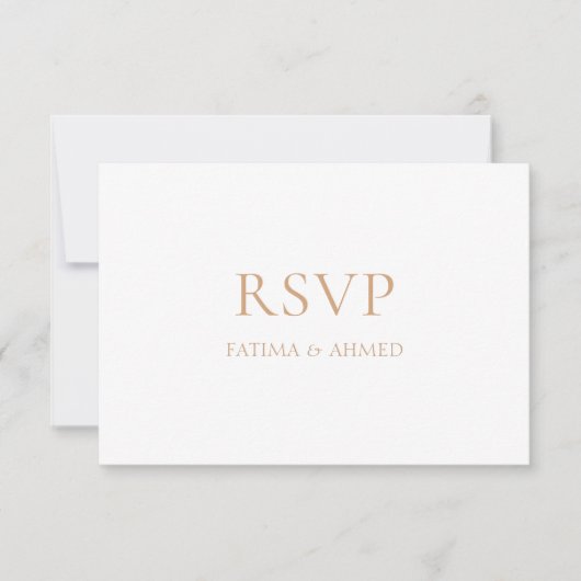 ミニマリスト白モダンムスリムウェディングRSVPカード 出欠カード (正面)