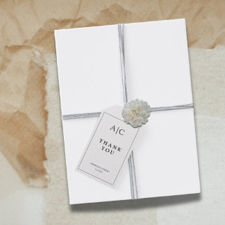 ミニマリスト白モノグラムありがとう ギフトタグ