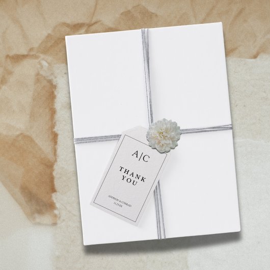 ミニマリスト白モノグラムありがとう ギフトタグ