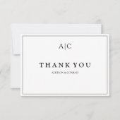 ミニマリスト白モノグラム結婚ズサンキューカード サンキューカード (正面)