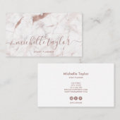 ミニマリスト白大理石バラ金ゴールド署名スクリプト 名刺 (正面/裏面)