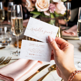 ミニマリスト白大理石バラ金ゴールド署名スクリプト 名刺