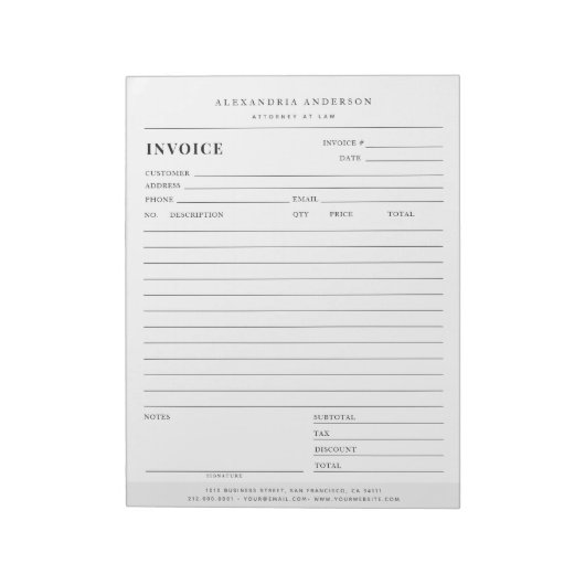 ミニマリスト白弁護士プロフェッショナル請求書 ノートパッド (回転)