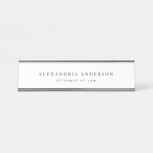 ミニマリスト白弁護士プロフェッショナル デスクネームプレート (正面)