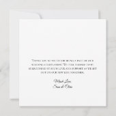ミニマリスト白感謝してい愛写真結婚&ノート サンキューカード (裏面)