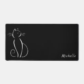 ミニマリスト白猫オンブラックアドオン名 デスクマット (正面)