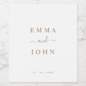 ミニマリスト白結婚と金ゴールド/婚約 ワインラベル (シングルラベル)