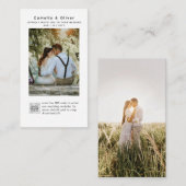 ミニマリスト白結婚と黒の写真QRコード エンクロージャーカード (正面/裏面)