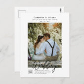 ミニマリスト白結婚と黒の写真QRコード ポストカード (正面/裏面)