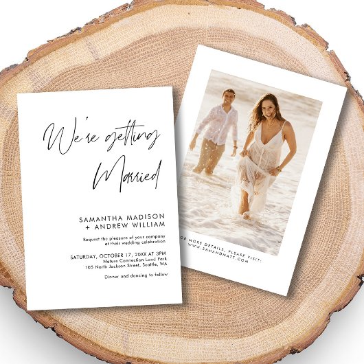 ミニマリスト白結婚式招待状(任意のスタイル) 招待状