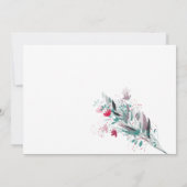 ミニマリスト白結婚赤フローラサンキューカード サンキューカード (裏面)