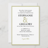 ミニマリスト白縁どと金ゴールド結婚の 招待状 (正面)