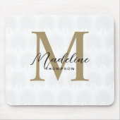 ミニマリスト白金ゴールドアナハウ葉スクリプトモノグラム マウスパッド (正面)