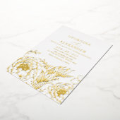 ミニマリスト白金ゴールドヴィンテージボタニカル結婚ズ 箔招待状 (回転した状態)