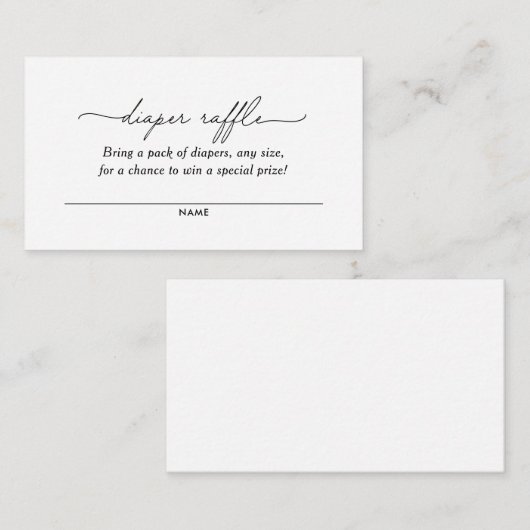 ミニマリスト白黒おむつラッフルチケット エンクロージャーカード (正面/裏面)