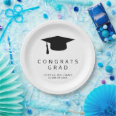 ミニマリスト白黒おめでとう卒業キャップ ペーパープレート (パーティー)