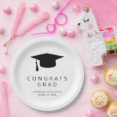 ミニマリスト白黒おめでとう卒業キャップ ペーパープレート (パーティー)