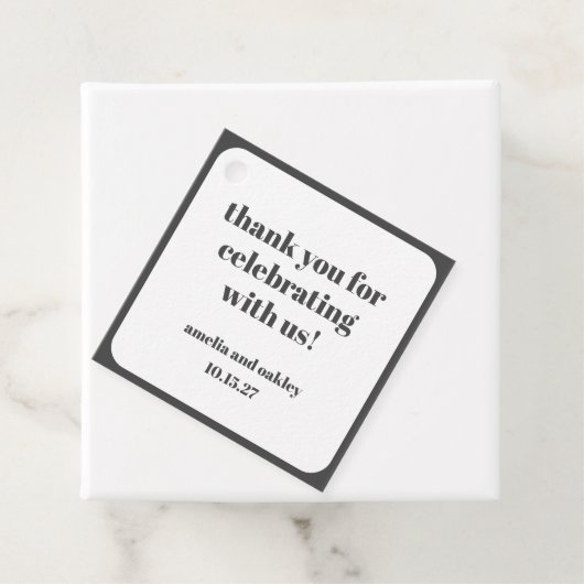 ミニマリスト白黒お祝いありがとう フェイバータグ (インサイチュ)