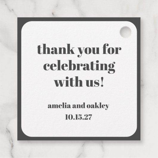 ミニマリスト白黒お祝いありがとう フェイバータグ (裏面)