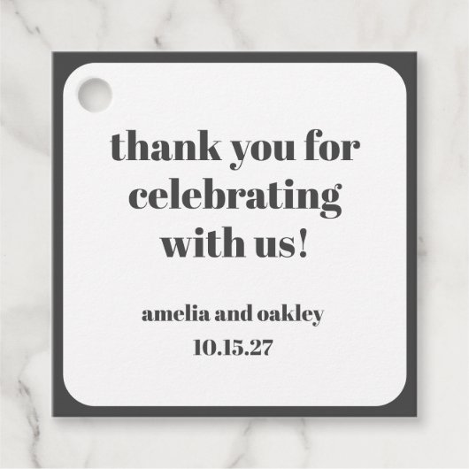 ミニマリスト白黒お祝いありがとう フェイバータグ (正面)