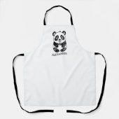 ミニマリスト白黒かわいいパンダスケッチ エプロン (正面)