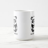 ミニマリスト白黒かわいいパンダスケッチ コーヒーマグカップ (中央)