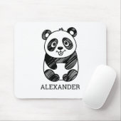 ミニマリスト白黒かわいいパンダスケッチ マウスパッド (マウス)