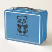 ミニマリスト白黒かわいいパンダスケッチ メタルランチボックス (裏面)