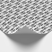 ミニマリスト白黒かわいいパンダスケッチ ラッピングペーパー (角)