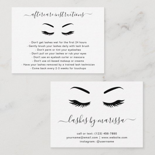 ミニマリスト白黒ののラッシンプルシュアフターケア 名刺 (正面/裏面)