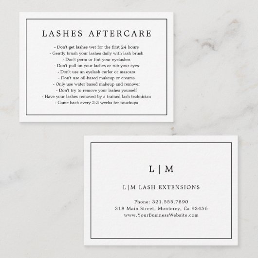 ミニマリスト白黒のラッシュアフターケアラーズ 名刺 (正面/裏面)