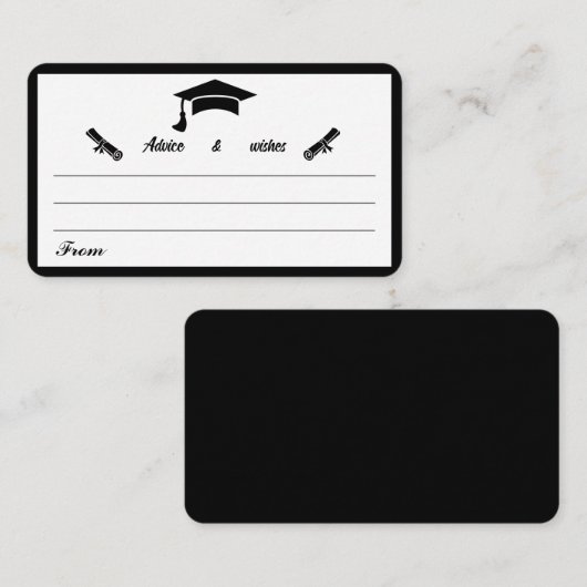 ミニマリスト白黒の卒業アドバイス エンクロージャーカード (正面/裏面)