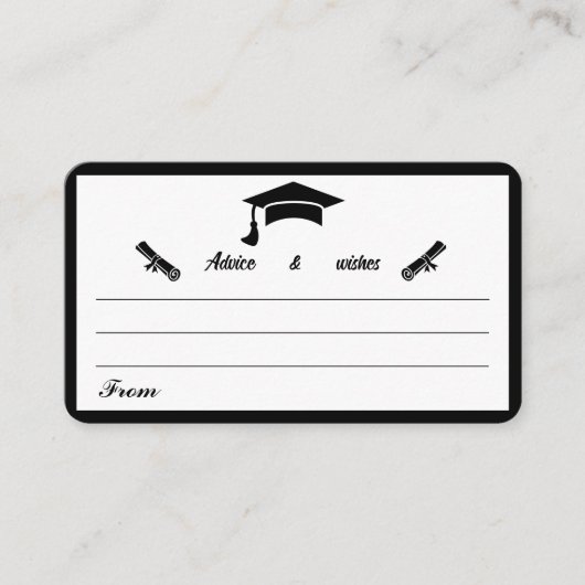 ミニマリスト白黒の卒業アドバイス エンクロージャーカード (正面)