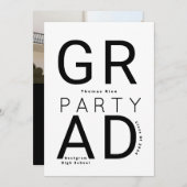 ミニマリスト白黒の卒業招待状 招待状 (正面/裏面)