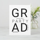 ミニマリスト白黒の卒業招待状 招待状 (スタンド正面)