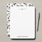 ミニマリスト白黒の枝の線モノグラム ノートカード