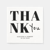 ミニマリスト白黒はっきりしたサンキュー結婚ズ スタンダードカクテルナプキン (正面)