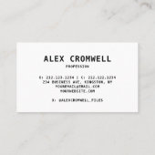 ミニマリスト白黒はっきりしたタイポグラフィ 名刺 (裏面)