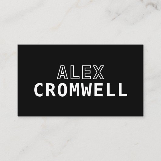 ミニマリスト白黒はっきりしたタイポグラフィ 名刺 (正面)